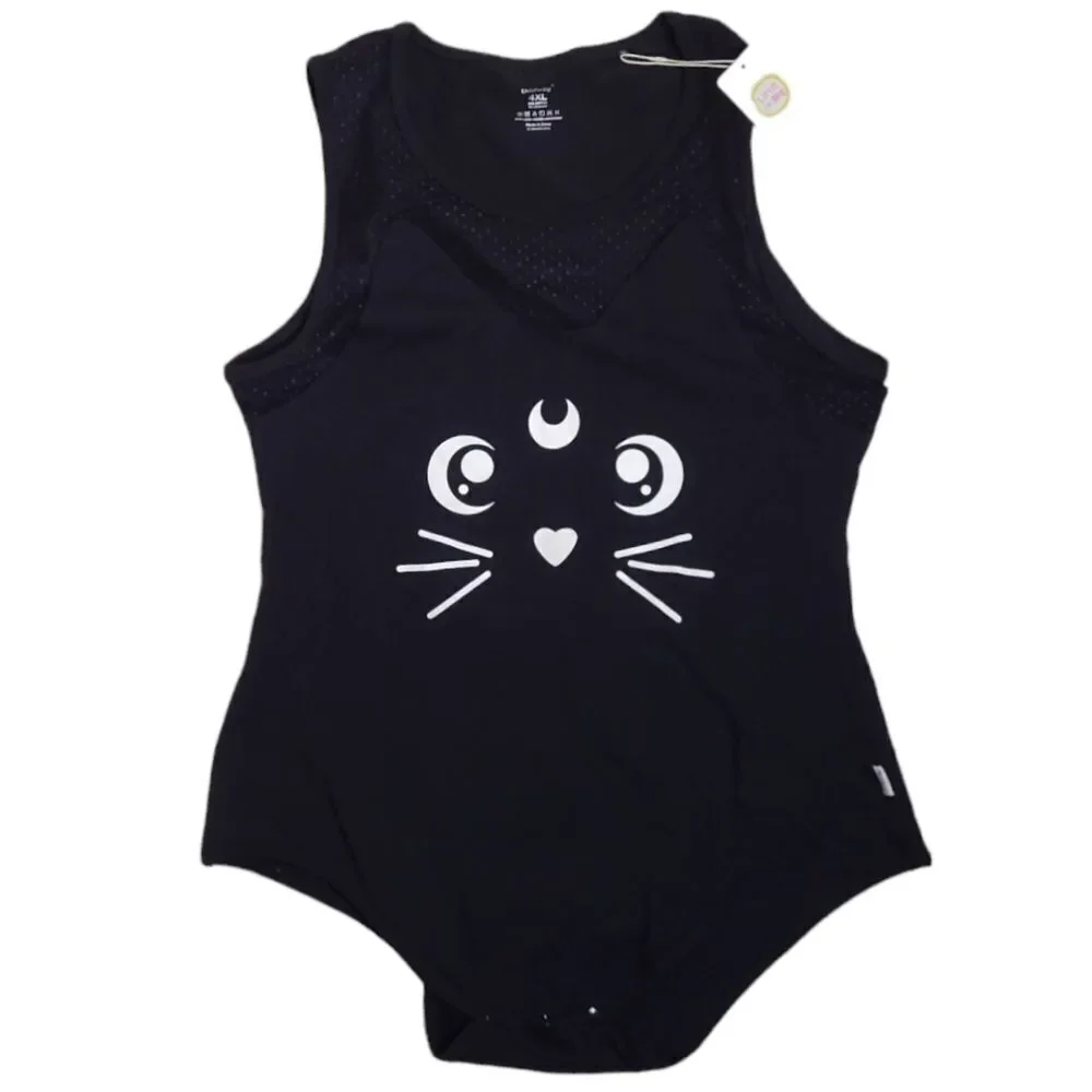 NEW LittleForBig black cat Luna‎ one piece romper bodysuit cosplay 4X